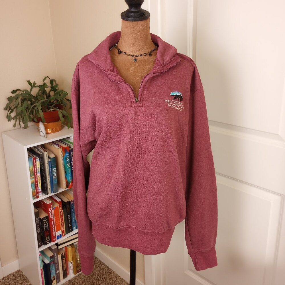Vintage Yellowstone Montana quarter zip sweatshirt embroidered bear graphic 90s